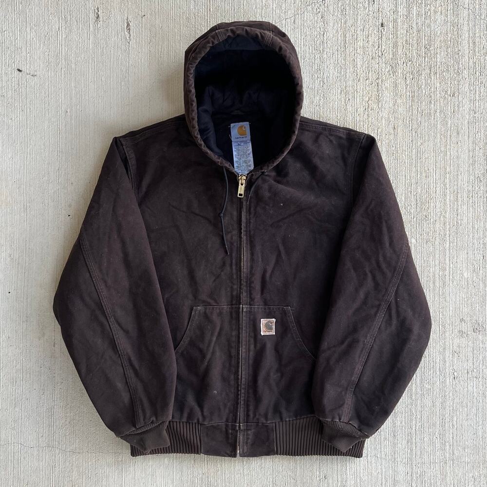 Carhartt J130 DKB brown hooded work wear jacket